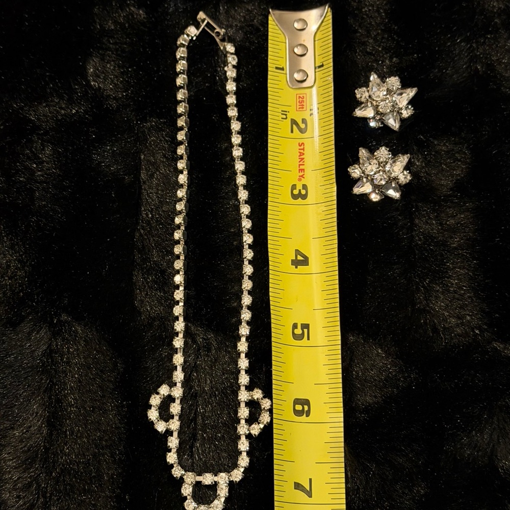 Vintage Rhinestone Necklace w/Weiss Screw Back Pronged Rhinestone Earrings - Picture 6 of 6